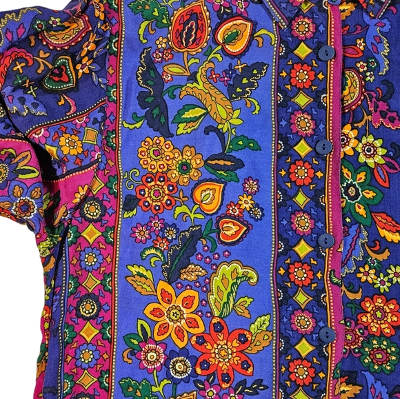 Vintage Express Compagnie Internationale Floral Print Button Up Shirt Sz Medium - Picture 12 of 16